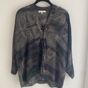 Iro Womens silk blouse size 34 style alime multi color dohlman sleeve